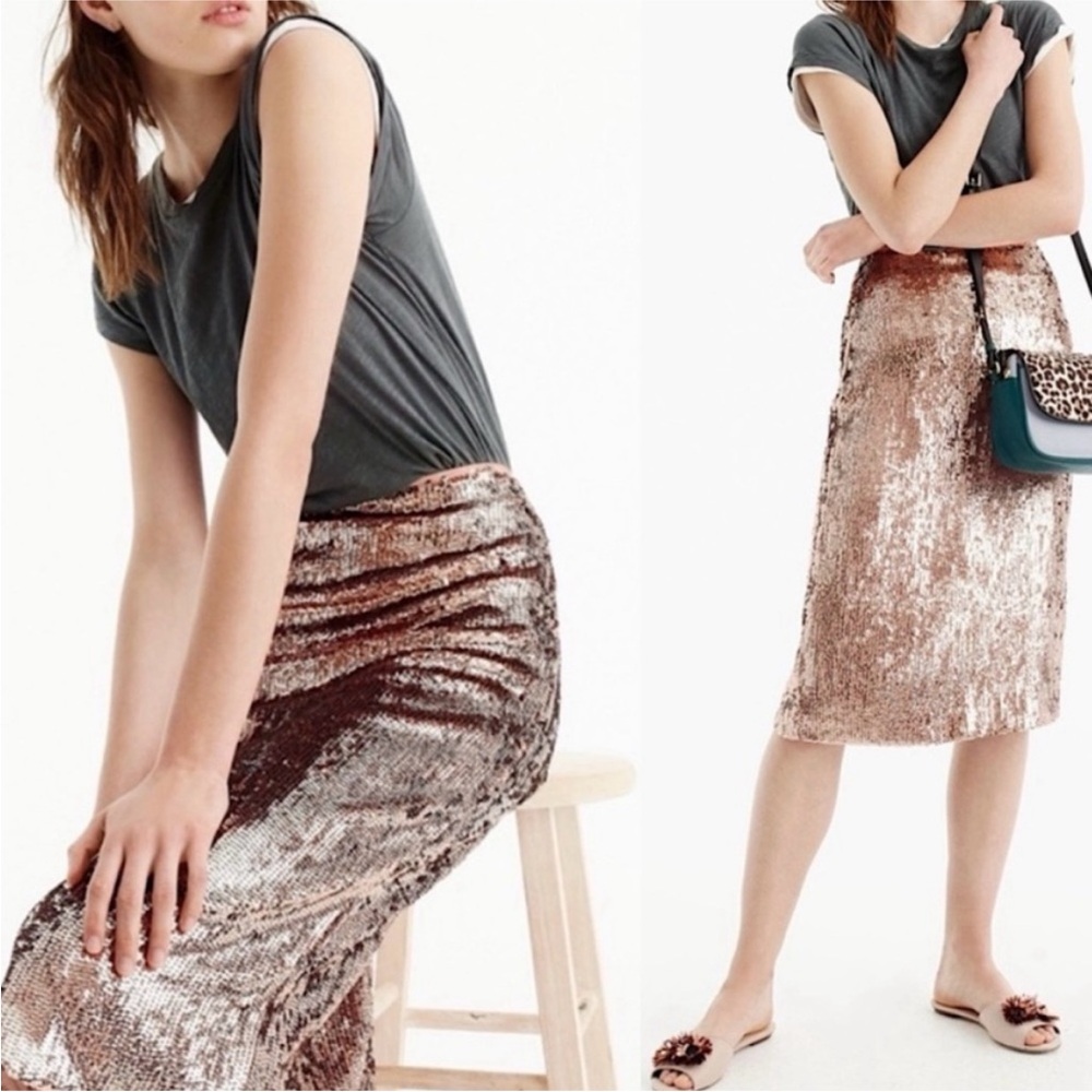 J. Crew Gold Sequin Pencil Skirt - Picture 2 of 10